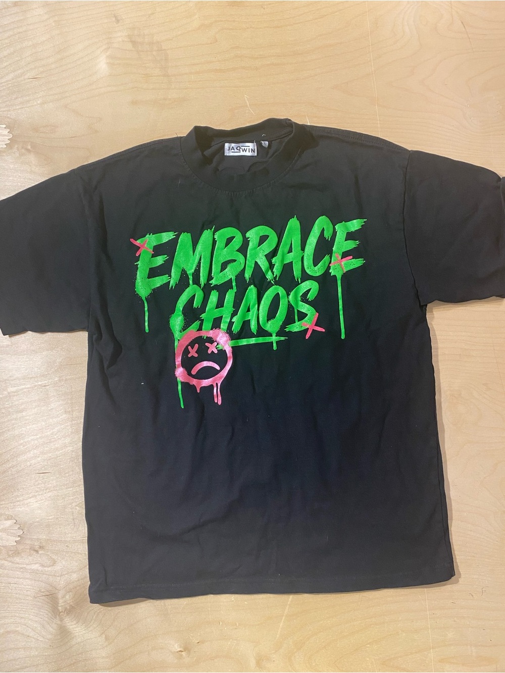 JAGWIN Black 'Embrace Chaos' Graphic Tee Large (SL)